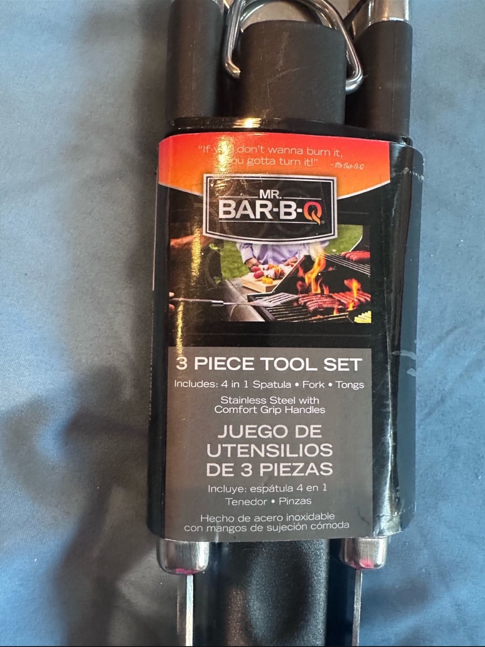 MR. BAR-B-Q 3 Piece Stainless Steel BBQ Tool Set - Black